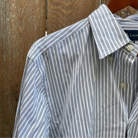 RALPH LAUREN Men’s Classic Fit Black White Stripe Long Sleeve 16 34/35 - Picture 5 of 13